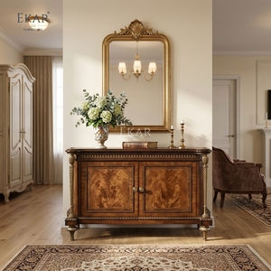Buffet d'appoint doré à marqueterie Regency - Meuble d'appoint classique français de luxe |   EKAR FURNITURE - Product Image 4