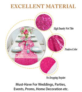 Sequined Red Gold Nordic Tablecloth Wedding Banquet <strong>Round</strong> <strong>Table</strong> <strong>Runner</strong> with <strong>Table</strong> Flag Christmas Party Decor - Product Image 3