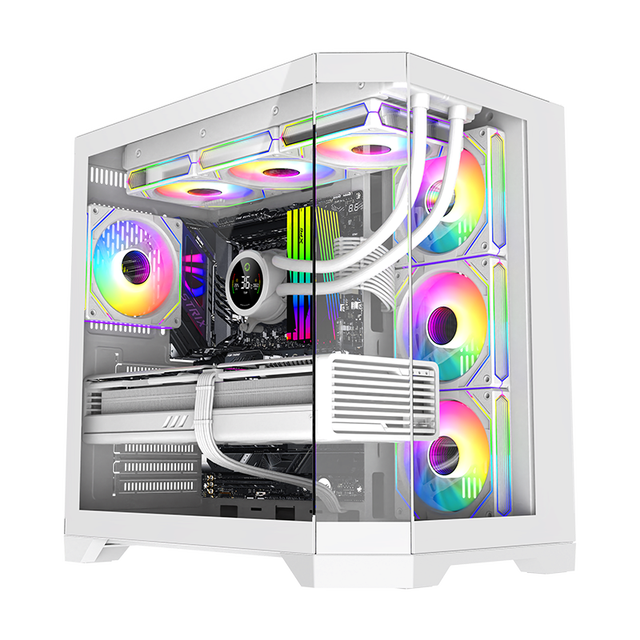 GAMEMAX-HYPE-A White Mid Tower ATX Steel PC Case with ATX PSU 3-Piece Glass Panels 7-Slot Expansion Stock Available