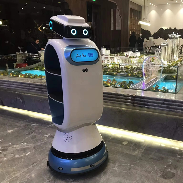 Food Delivery Robots Deliver Food to Customers at Restaurants