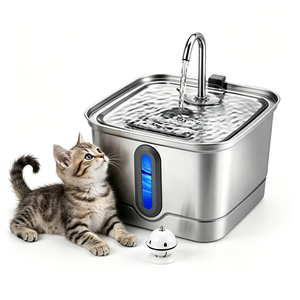 Smooth Polished Stainless Steel Pet <b>Water</b> Fountain Anti-spill Design Indoor Pet Waterer - Product Image 1