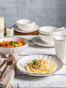 Factory Direct Sale Concise Creamy White Color Unique Dinner Plates <strong>Sets</strong> <strong>Stoneware</strong> <strong>Dinnerware</strong> <strong>Set</strong> - Product Image 3