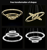 Lustre de luxe en cristal à 3 anneaux LED pour salon, salle à manger, éclairage suspendu en acier inoxydable pour escaliers