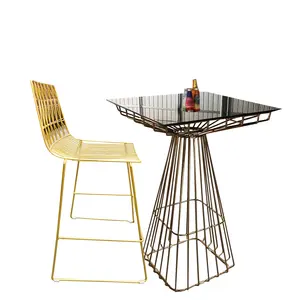 Modern Metal Wire Bar Table Steel Wire Cocktail Table Commercial Wedding Lease High Top Tables