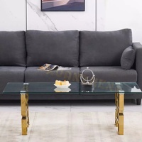 Meubles de salon Table basse miroir Table centrale italienne Design Nordic Gold Metal Luxury Modern Table basse en verre aux États-Unis