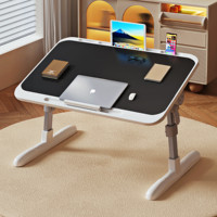 Bureau d'ordinateur portable pliable pour lit, table d'ordinateur portable multifonctionnelle avec lampe de lecture, bureau économique pour la maison, le bureau et les étudiants