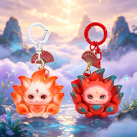 Nouveau porte-clés porte-bonheur renard à neuf queues, breloque de sac en vinyle inspirée du mythe chinois ShanHai, pendentif figurine de dessin animé mignon, accessoire pour sac à dos