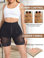 Shorty gainant taille haute pour femme Langqin avec fermeture à triple agrafe réglable, respirant, effet ventre plat et rehausseur de fesses