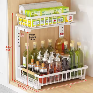Meilleures ventes : Meuble de rangement métallique, étagère de rangement pour évier, efficace pour cuisine domestique, avec finition laquée, pour le rangement des épices et utilisation en salle de bain - Product Image 5