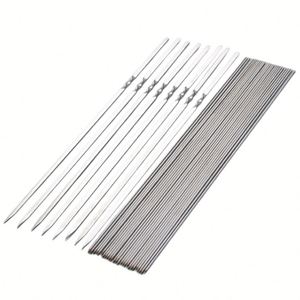 Brochettes de barbecue en acier inoxydable, aiguilles de cuisson, fourchettes à kabob en métal, outils de barbecue pour camping et pique-nique en extérieur - Product Image 1