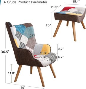 Anji Ensemble <span class=keywords><strong>fauteuil</strong></span> et repose-pieds à dossier haut pour chambre à coucher <span class=keywords><strong>Fauteuil</strong></span> d'appoint de loisir moderne et confortable <span class=keywords><strong>Fauteuil</strong></span> berçant inclinable avec pouf - Product Image 5