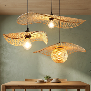Handmade Modern Boho Rattan Bamboo Lampshade Eco-Friendly E26 <b>Remote</b> Control Adjustable Height Energy Saving Floor Lamp - Product Image 3