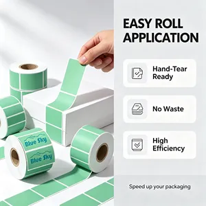 Rollo de Etiquetas Autoadhesivas Rectangulares de Papel para Impresión Digital, Listas para Desgarrar a Mano, Etiquetas de Embalaje para Logística - Product Image 1