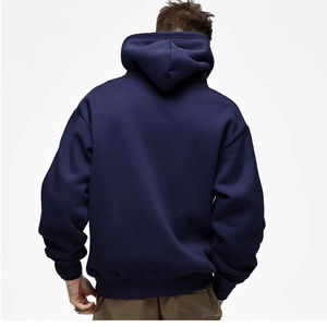 เสื้อฮู้ดผู้ชายสีดำมี400 GSM ผ้าฝ้ายหนาแบบเรียบมีฮู้ดแบบกำหนดโลโก้ออกแบบได้เอง - Product Image 4