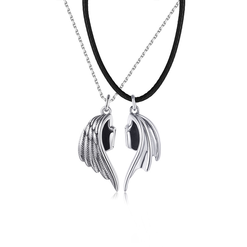 silver Angel+Devil+Rope(60cm)+Chain(45cm)