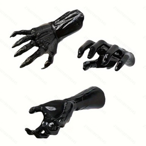 Décorations d'Halloween et de Noël, lot de 3 mains effrayantes en bois à fixer au mur avec bougies éclairées - Product Image 5