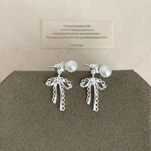 New Trendy Hollow Bow Stud Earrings for Women Personality Versatile Lace Earring <b>Light</b> Luxury Minimalist Jewelry Wholesale Gift - Product Image 3