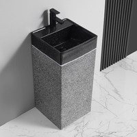 Lavabo sur pied vintage d'extérieur en céramique embossée, lavabo intégré sur piétement, lavabo de salle de bain, lavabo de cour