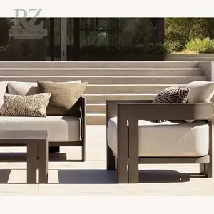 In Stock All Weather Aluminum Outdoor Furniture Modern Garden Black Metal Outdoor Sofa Set