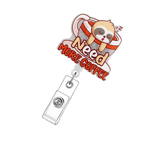 Koffie Cup Design Glitter Intrekbare Badge Haspel Met Sleutelhanger Voor Werknemers Rugzakken - Product Image 6
