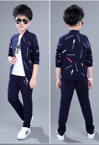 Zipper Long Sleeve Stripe <b>Jacket</b> Print Sport Suit Spring Kids Boys Clothes Sets - Product Image 3