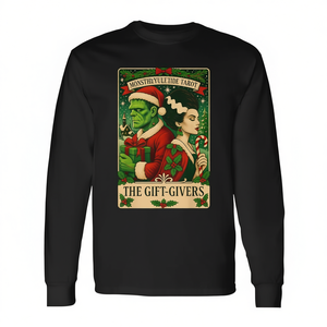 T-shirt à manches longues avec carte de tarot de Noël Frankenstein et la mariée, The Gift Givers - Product Image 2