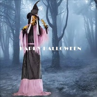 Ornement animatronique d'Halloween de 3,5 m de haut, grand, lumineux et sonore, représentant un diable et une sorcière, pour maison hantée et aire de jeux