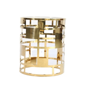 Thiết kế hiện đại khung thép không gỉ kim loại cơ sở vòng cuối bảng Glass <span class=keywords><strong>Top</strong></span> phòng khách bảng bên - Product Image 1