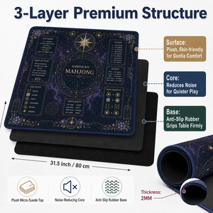 Tapis de Mahjong Américain Esthétique Galaxie Nocturne Or Boussole, Housse de Table Antidérapante et Imperméable avec Guide des Règles pour Jeux de Cartes - Product Image 5
