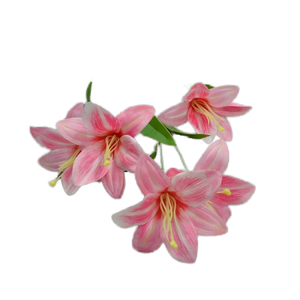 Lirio verde artificial <span class=keywords><strong>Hemerocallis</strong></span> Fulva con arreglo floral PU decoración de mesa para fiesta de cumpleaños y hojas verdes de boda - Product Image 1