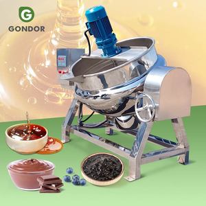 Olla de cocción industrial eléctrica basculante de 100 L, 400 L, 400 litros, con agitador, tapa y embalaje para aceite - Product Image 1