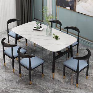 Set <span class=keywords><strong>Tavolo</strong></span> <span class=keywords><strong>da</strong></span> Pranzo Moderno in Legno Ingegnerizzato con 6 <span class=keywords><strong>Sedie</strong></span>, Dettagli Dorati, Nero e Bianco, per <span class=keywords><strong>Cucina</strong></span>, Sala <span class=keywords><strong>da</strong></span> Pranzo, Villa, Hotel - Bestseller 2026 - Product Image 3