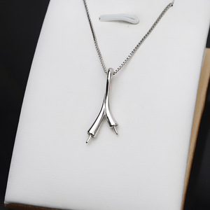 Wenchi S925 Silver Pendant Double Pearl Simple Item 7-9 DIY Accessories Empty <b>Tray</b> <b>Jewelry</b> Findings Components Semi Finished - Product Image 1