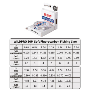 Ligne de pêche en fluorocarbone WILDPRO 50M, directement de l'usine, ligne de pêche professionnelle pour leurres, service de personnalisation OEM, marque privée ODM - Product Image 2