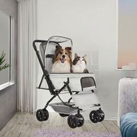 Poussette pour animaux de compagnie rose légère détachable pliable Oxford matériel Portable petit chien et chat transporteur