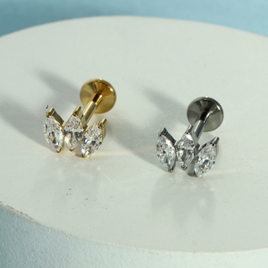 Gioielli per Piercing in Titanio ASTM-F136 con Zirconi, Orecchini a Lobo Piatto con Filettatura Interna per <span class=keywords><strong>Tragus</strong></span>, Helix, Daith, Labret e Anelli Labiali Sexy - Product Image 4