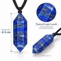 Collier pendentif en cristal hexagonal à double terminaison en lapis-lazuli naturel pour un usage quotidien