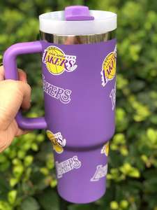 <span class=keywords><strong>Tumbler</strong></span> da Viaggio Personalizzato Lakers 40oz in Acciaio Inox, Isolamento Termico Sottovuoto Anti-Perdita 12-24 Ore, Basket di Los Angeles - Product Image 1