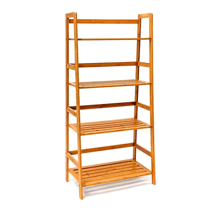 Tall Standard Size Leaning Ladder Portable Wooden Folding Bookshelf