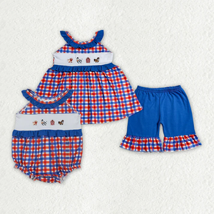Ropa al por mayor para niños, ropa de manga corta con bordado de cerdos para niñas, conjuntos de ropa - Product Image 1