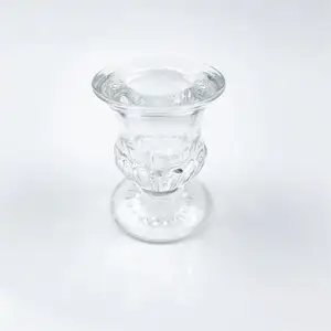 Wholesale Modern Crystal Glass Candle Holder Small Taper Candle Holder
