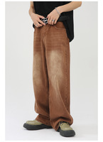 Jean cargo coupe bootcut tendance 2025 pour homme, coupe oversize, délavé marron, effet empilé, en denim respirant, taille mi-haute, tricoté, pour l'hiver