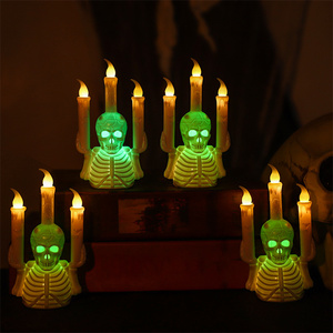 Decoraciones de Plástico con Diseño de Calaveras para Halloween, Adornos Luminosos para Fiestas, Decoración Espeluznante para el Hogar, Ideal para Fiestas Temáticas de Terror - Product Image 1