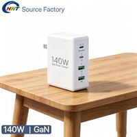 Chargeur mural multi-ports HNT 140W GaN 2A2C, adaptateur secteur rapide, matériau ABS+PC ignifuge, prise universelle pour MacBook et iPhone