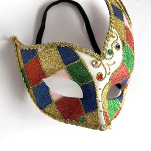 Maschera da Principessa Colorata con Polvere Dorata e Blocchi <span class=keywords><strong>di</strong></span> Colore per Feste in Maschera - Product Image 2