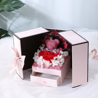 TC Custom Luxe LED Sieraden Dubbele Openbare Ladekastje Ge conserveerde Roos Bloem Valentijnsdag Moederdag Cadeaus Mosbeer Met Doos