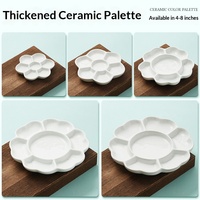 Palette de peinture en céramique en forme de fleur de prunier, plateau de mélange multi-cuveaux pour aquarelle et peinture chinoise