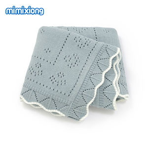 Novedad 2026 Mimixiong OEKO Tex Mantas de Algodón Tejidas para Bebé Recién Nacido con Adorable Borde de Concha y Patrón Hueco Sólido - Product Image 1