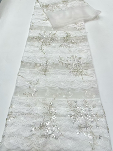 NI.AI Nouveau design <span class=keywords><strong>France</strong></span> Dentelle perlée dorée <span class=keywords><strong>en</strong></span> maille avec sequins et perles Tissu <span class=keywords><strong>en</strong></span> dentelle filet pour matériaux de robes de mariée - Product Image 2