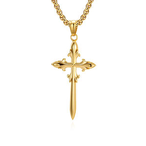 European American Gothic Style Stainless Steel <b>Cross</b> Pendant Necklace Unisex Fashion Jewelry - Product Image 1